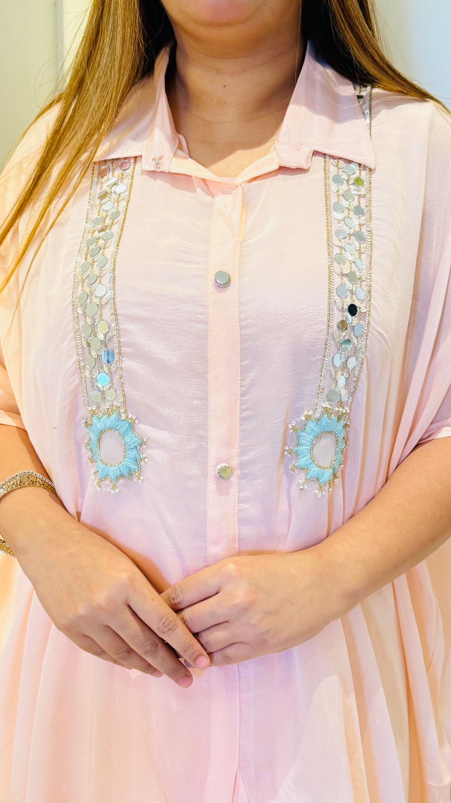 Arya Dhoti Set- Blue, Pink